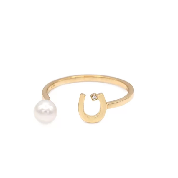 14k gold vermeil pearl open ring OEM ODM Jewelry supplier