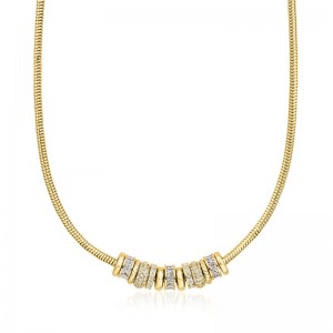 Custom Sterling Silver Jewelry Manufacturer 14kt Yellow Gold-Plated Bead Charm Necklace