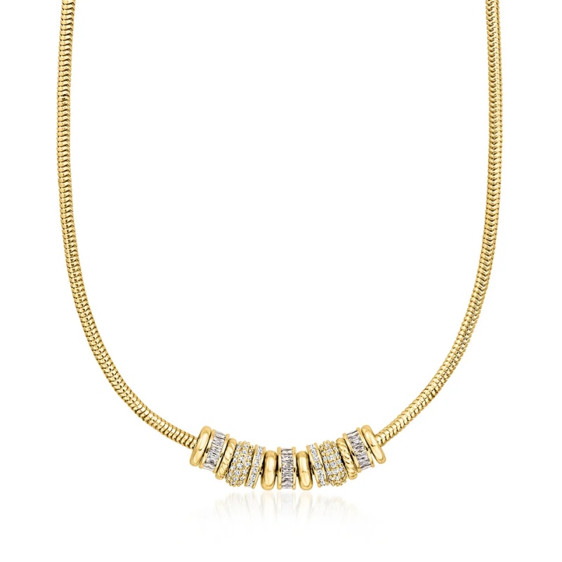 Custom Sterling Silver Jewelry Manufacturer 14kt Yellow Gold-Plated Bead Charm Necklace