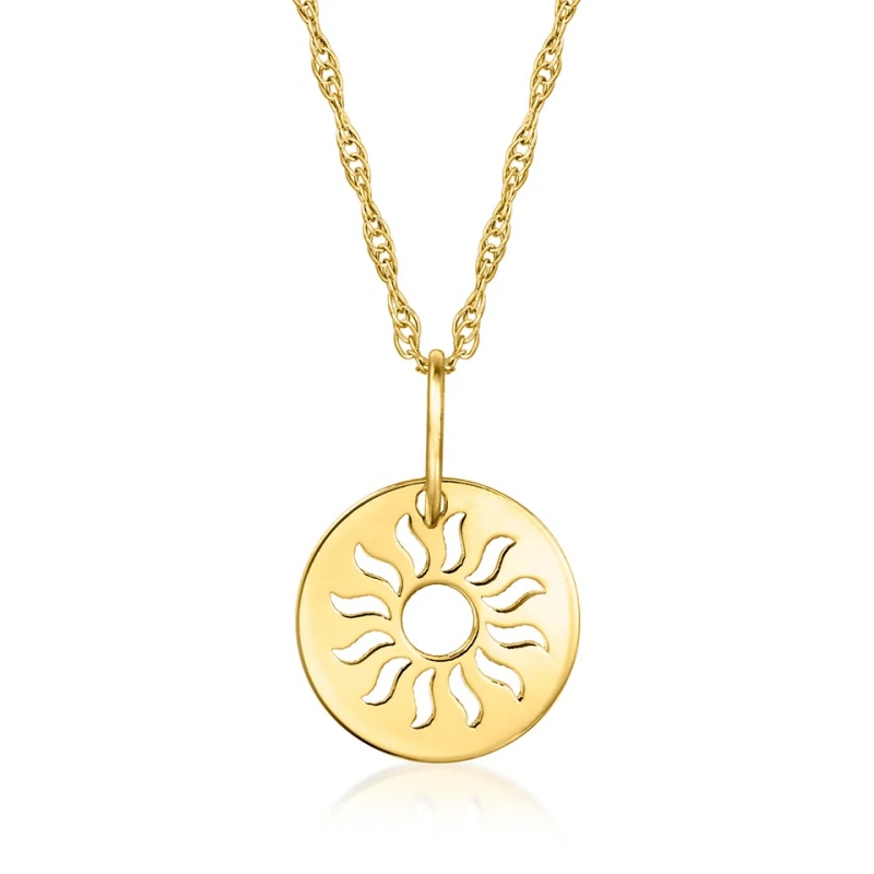 Custom 14kt Yellow Gold Jewelry Factory OEM ODM Sun Cut-Out Charm Necklace