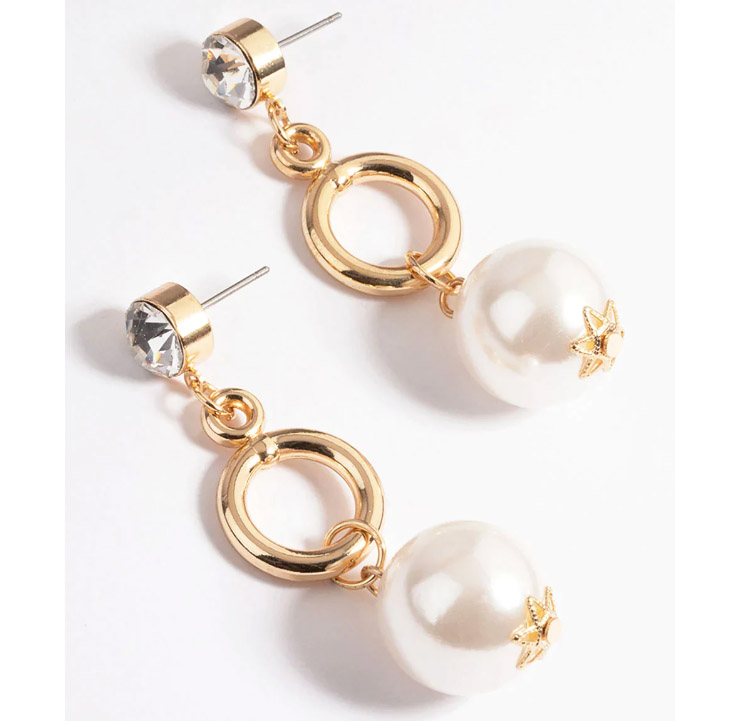 14lK Gold filled  Large Pearl Circle Drop Earrings custom girls jewelry