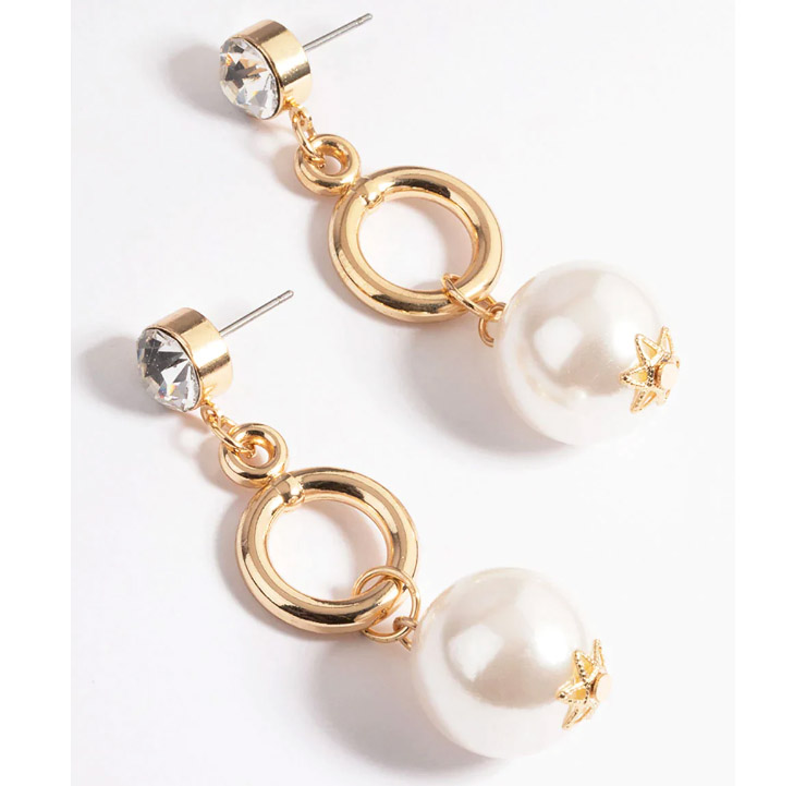 14lK Gold líonta Earrings Móra Buail Ciorcal Pearl jewelry cailíní saincheaptha