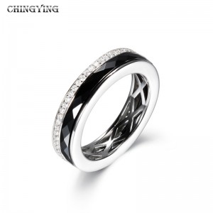 Custom wholesale Chinese Manufacturers | Zircon Sterling Silver Band Rings | Ceramic Wholesale Jewelry