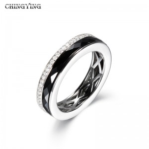 Kundenspezifischer Großhandel chinesischer Hersteller |Zirkon-Sterlingsilber-Bandringe |Keramik-Großhandel für Schmuck