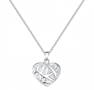 Custom wholesale Sterling Silver Heart Necklace Pendant with 18″ Silver Chain for Women Teens Little Girls Kids Gift