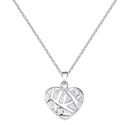 Colier cu inimă de argint sterlină personalizat cu pandantiv cu lanț de argint de 18 inchi pentru femei, adolescenți, fetițe, copii, cadou