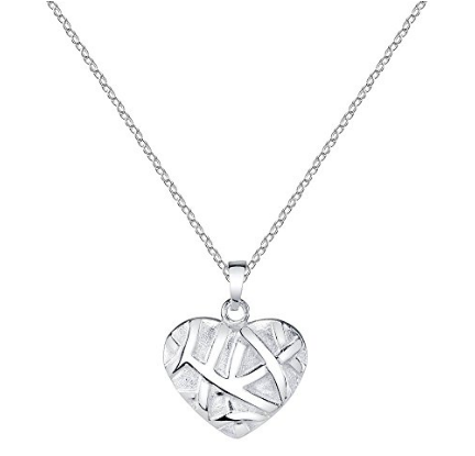 Siogairlín muince croí Sterling Silver mórdhíola saincheaptha le Slabhra Airgid 18″ do Mhná Bronntanas Páistí Déagóirí do Chailíní