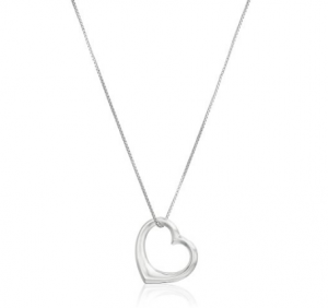 Custom wholesale Sterling Silver Open Medium Heart Pendant Necklace