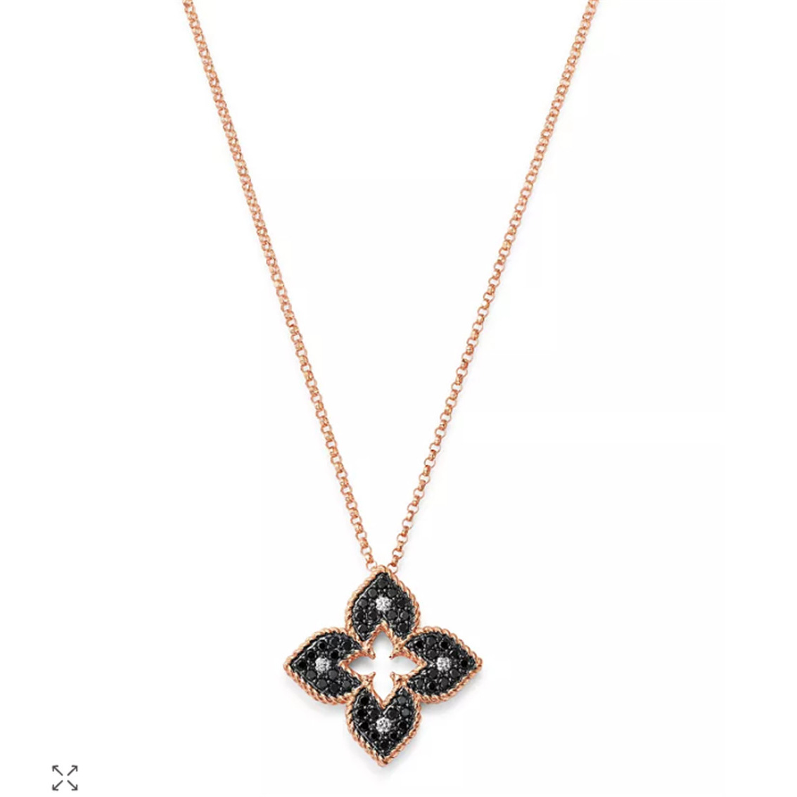 18K Rose Gold vermeil jewelry manufacturer Petite Venetian Black & White cz Pendant Necklace