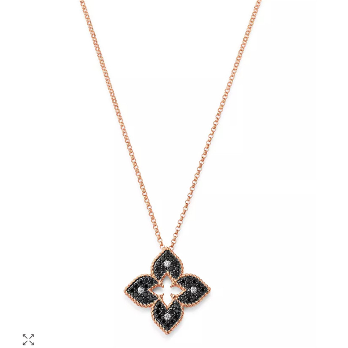 Fabricante de joias vermeil em ouro rosa 18K Petite Venetian preto e branco cz colar com pingente