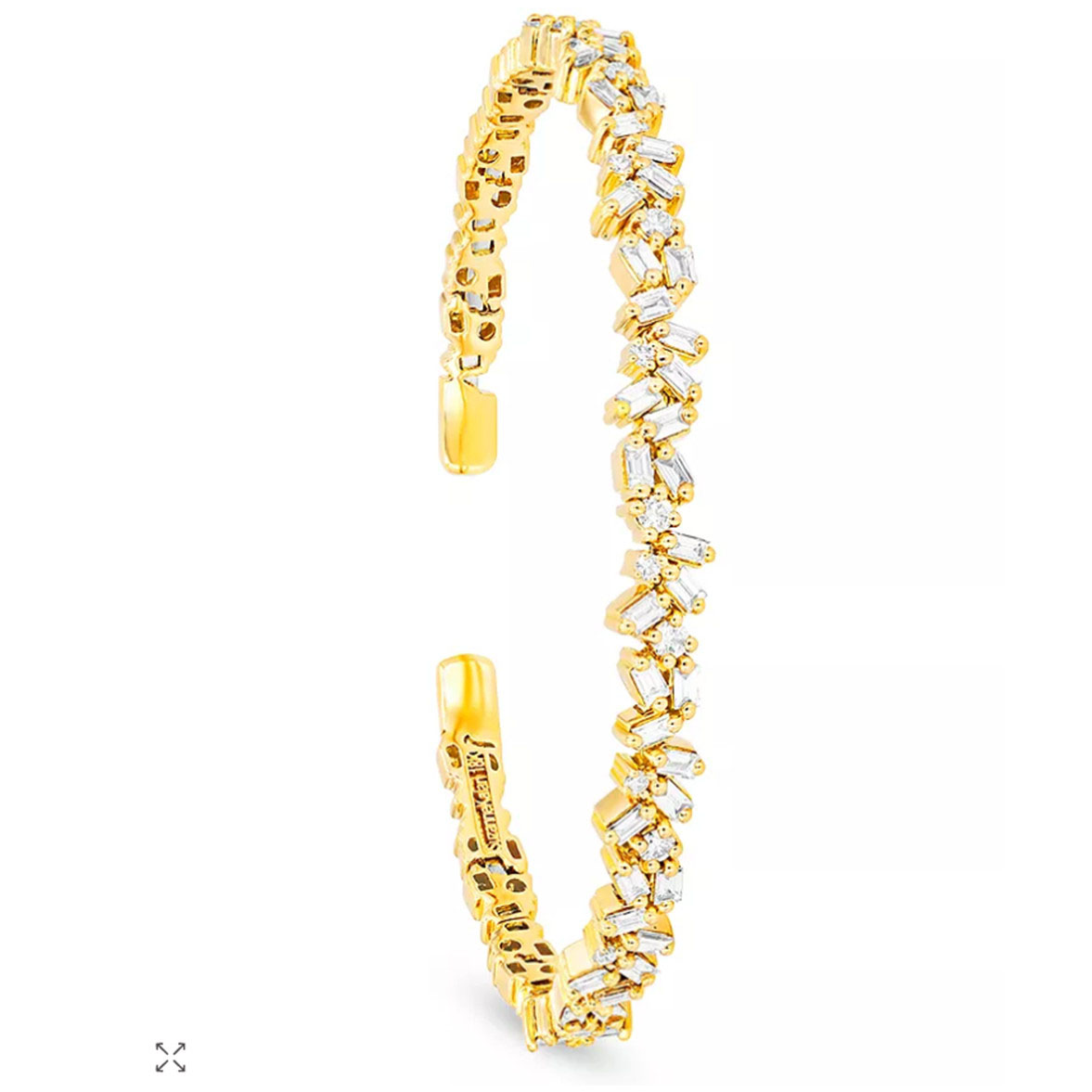 Pulsera tipo brazalete con circonitas en oro amarillo de 18 quilates, proveedores de joyas en oro vermeil