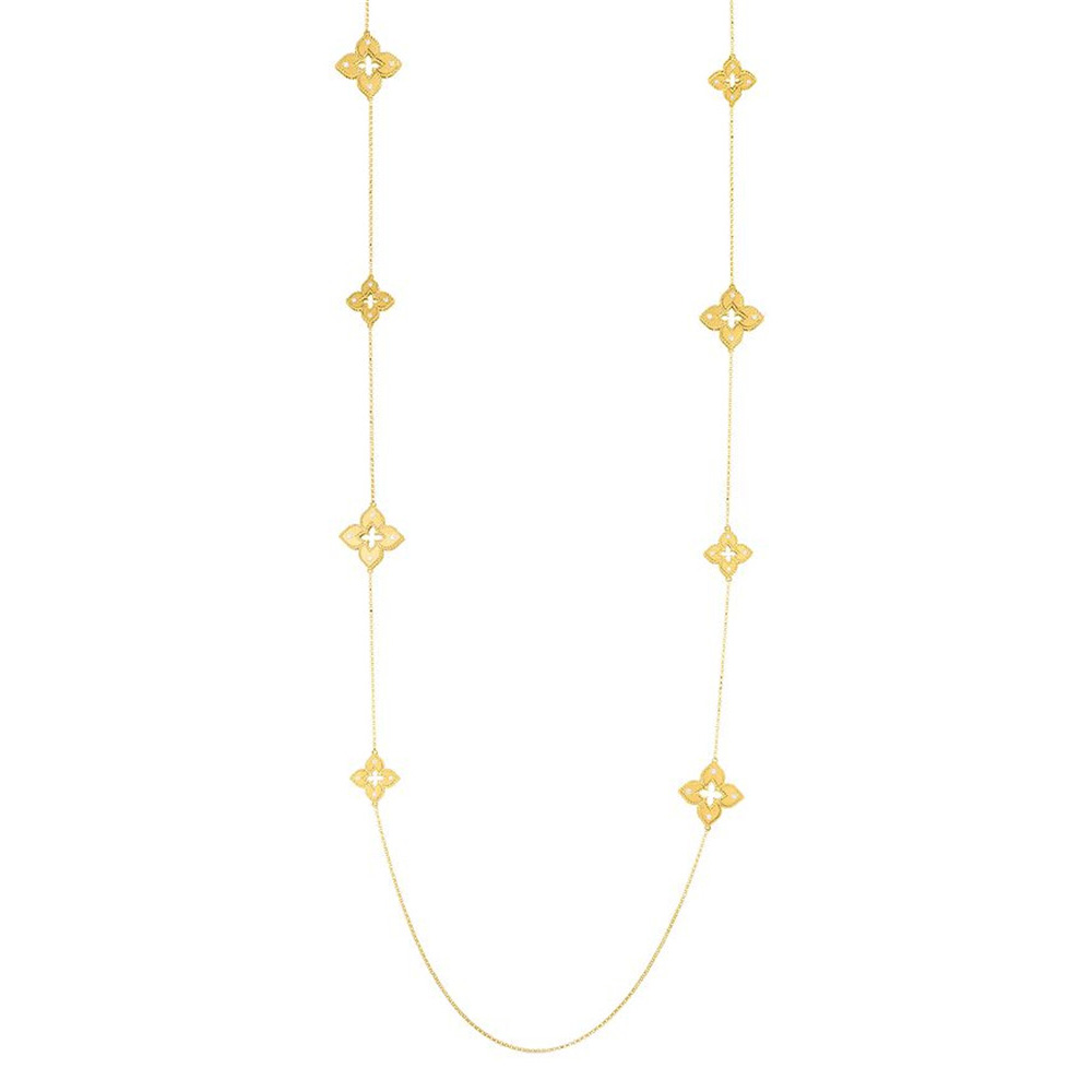 18K Yellow Gold Vermeil Venetian Princess CZ Flower Station Necklac customized jewelry supplier