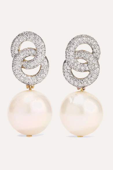 custom wholesale 18K gold diamond pearl earrings 925 silver