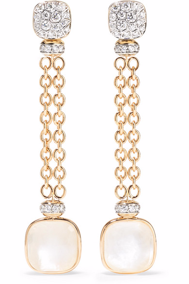 custom wholesale 18K rose and white gold multi-stone earrings