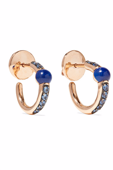 custom wholesale 18K rose gold sapphire hoop earrings