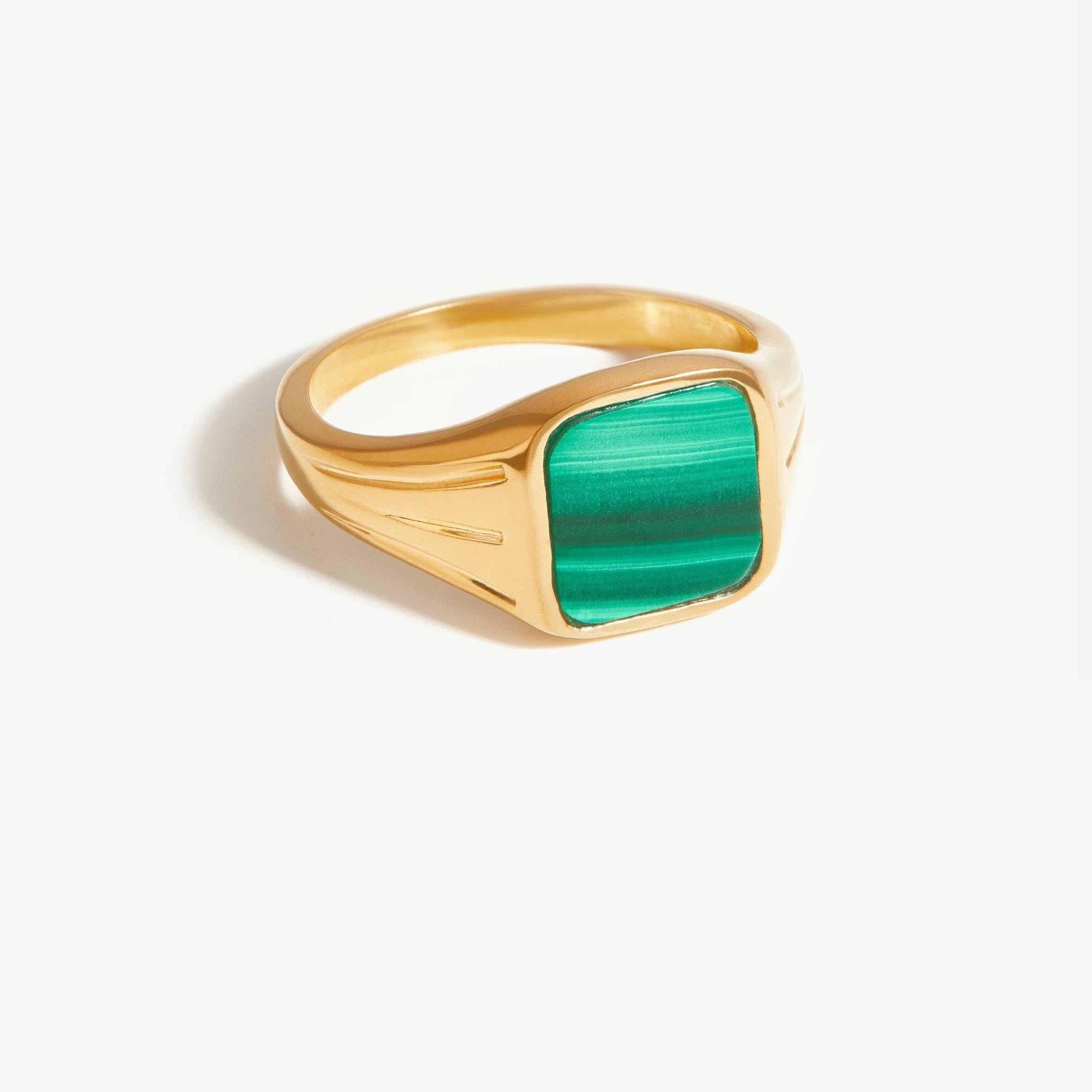 18k Gold Plated Vermeil on Sterling Silver Malachite ring in China OEM Jewelry Factory