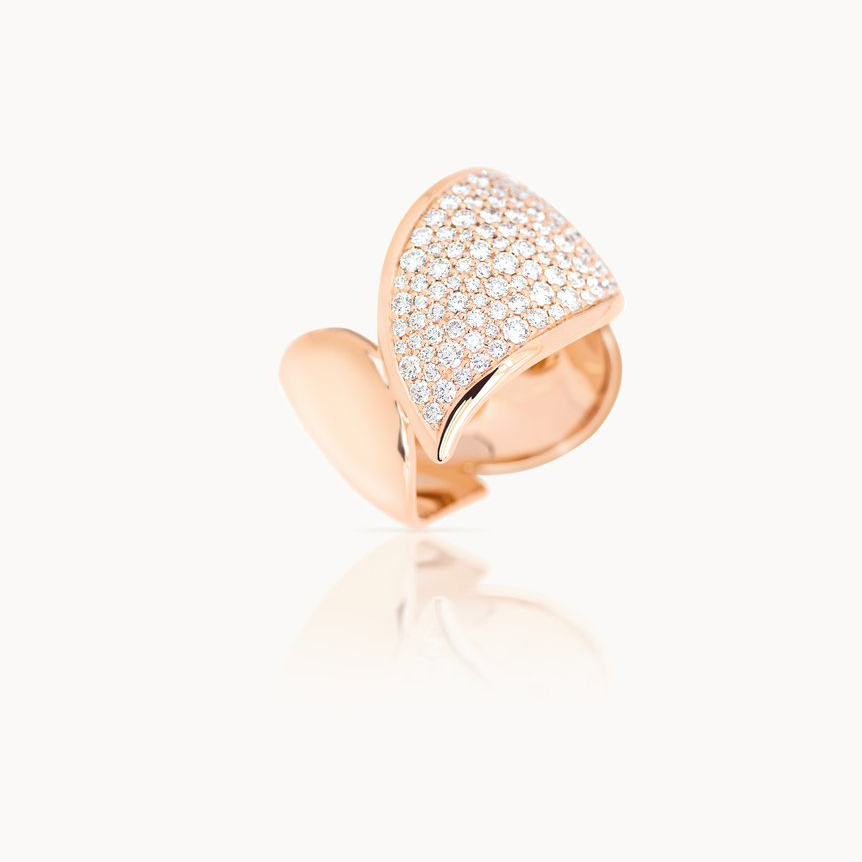 Bague en or rose 18 carats avec zircone cubique