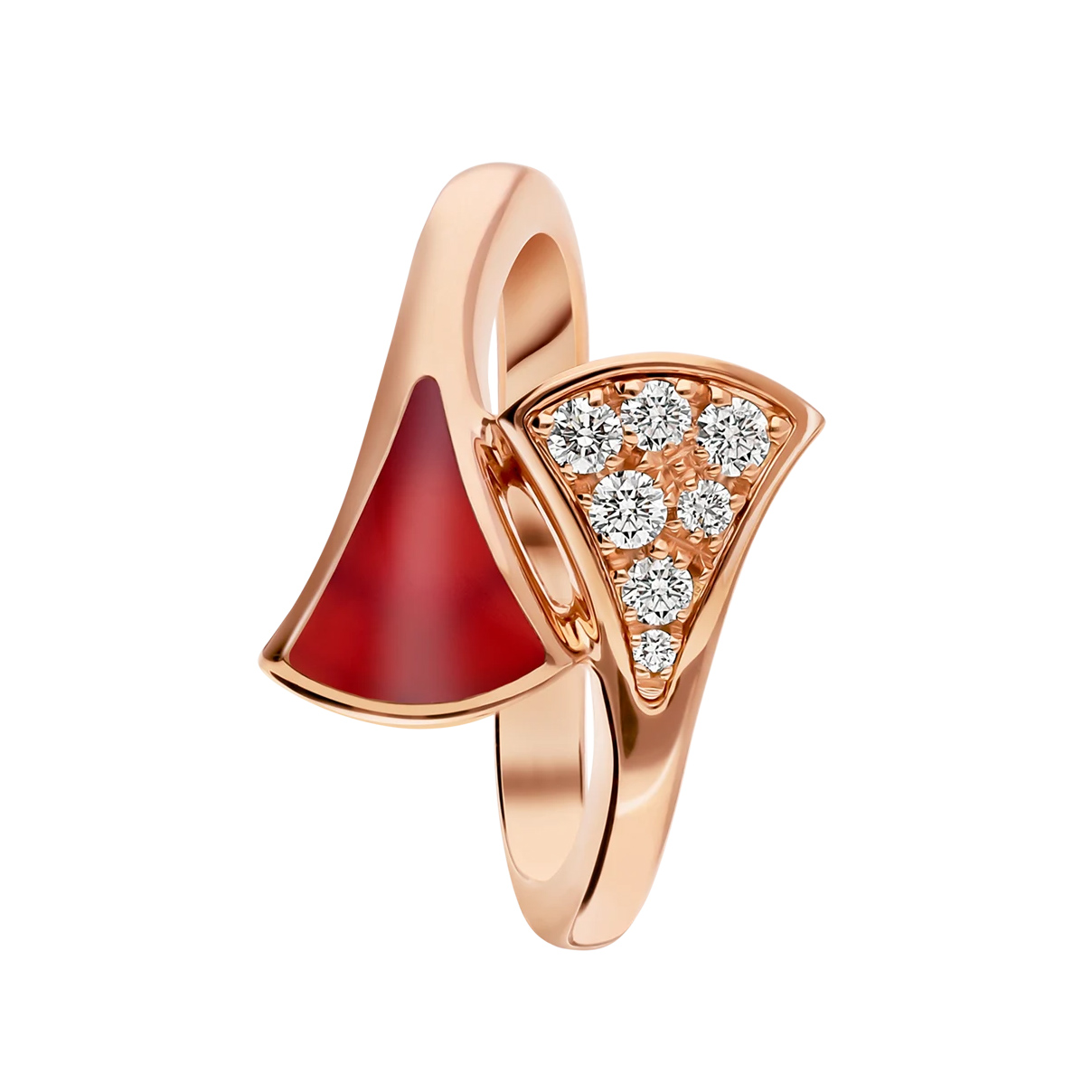 Atacado de joias OEM / ODM 18k conjunto de anel de ouro rosa com elemento cornalina e diamantes pavé 20 anos em joias OEM