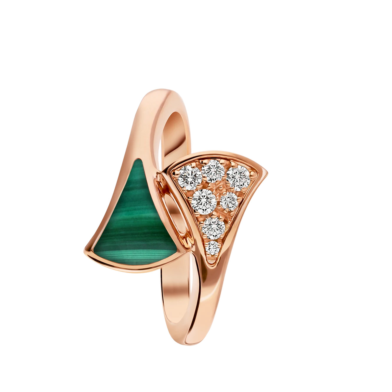 Fáinne óir ardaigh mórdhíola 18k leagtha Jewelry OEM/ODM le heilimint malachite agus diamaint pavé 20 bliain taithí i jewelry OEM