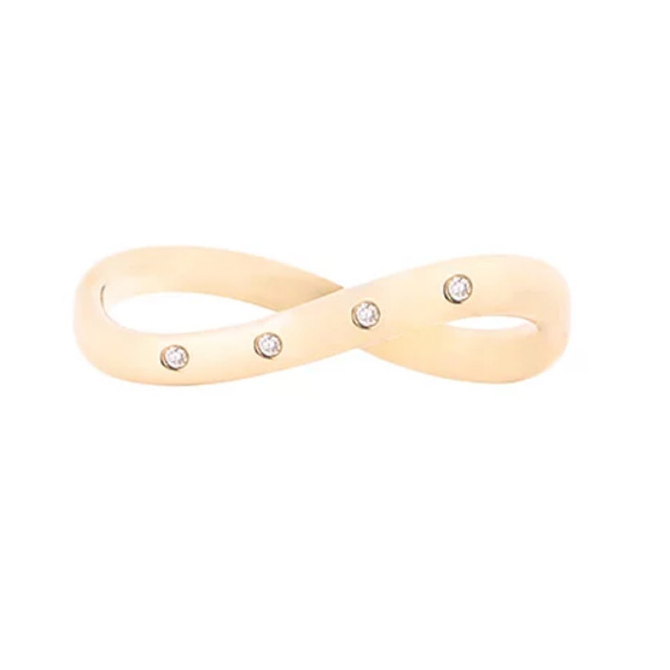 Cincin bengkok emas kuning 18k yang dibuat khusus untuk grosir perhiasan perak sterling