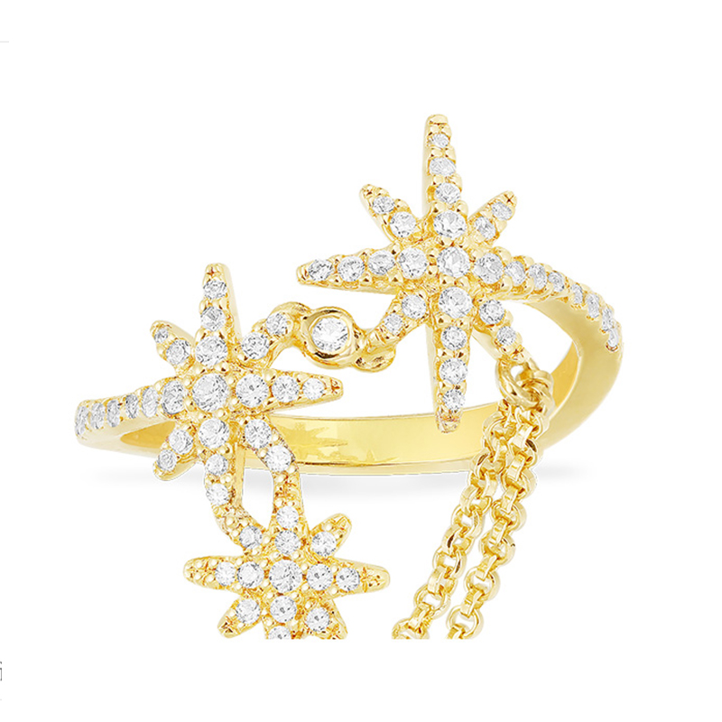 Velkoobchodní 18K zlatý prsten Swarovski Zirconia Sterling Silver Jewelry OEM Factory