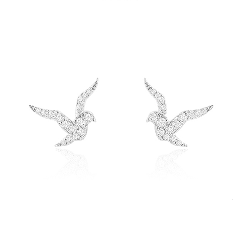 Wholesale 18K Gold Silver Jewelry OEM Swarovski Zircon Pigeon Earring Manufacturers
