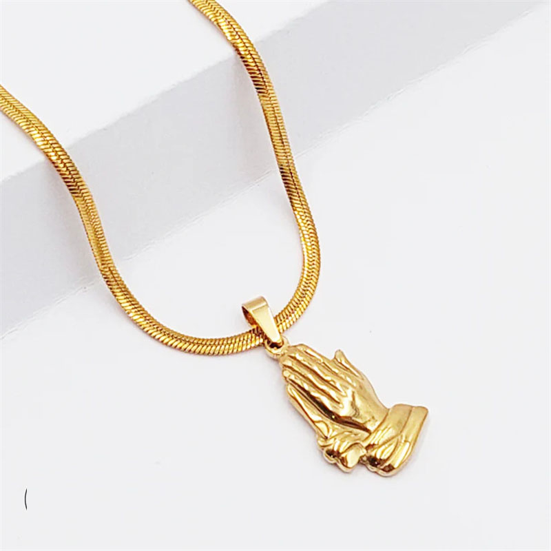 Praying Hand Necklace OEM Gold Vermeil Jewelry Manufacturer