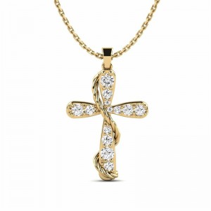 23 yeas jewelry OEM service in Gold filled cross pendant with cubic zirconia