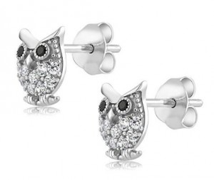 Boucles d'oreilles en forme de hibou en argent sterling 925, vente en gros, faites sur mesure avec zircone Swarovski