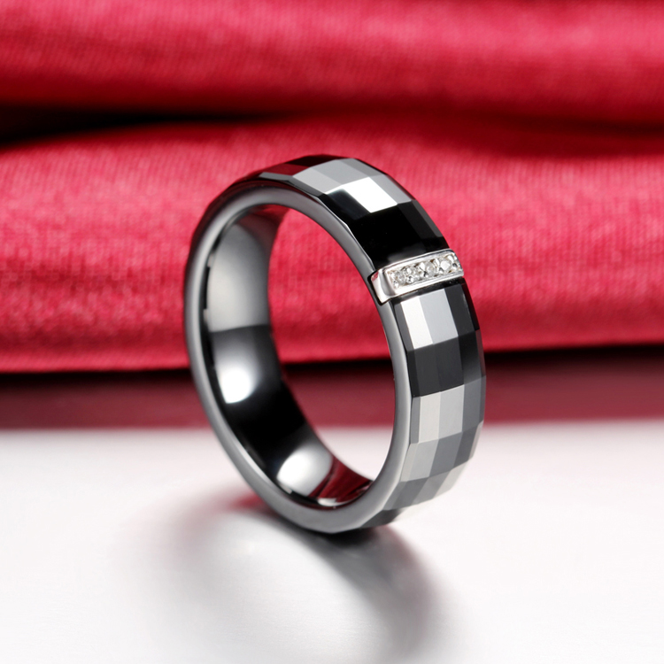 Pasgemaakte groothandel Hoëtegnologie Keramiek Vierkante Silwer Ring |Retro Juweliersware Ringe |Juweliersware verskaffers
