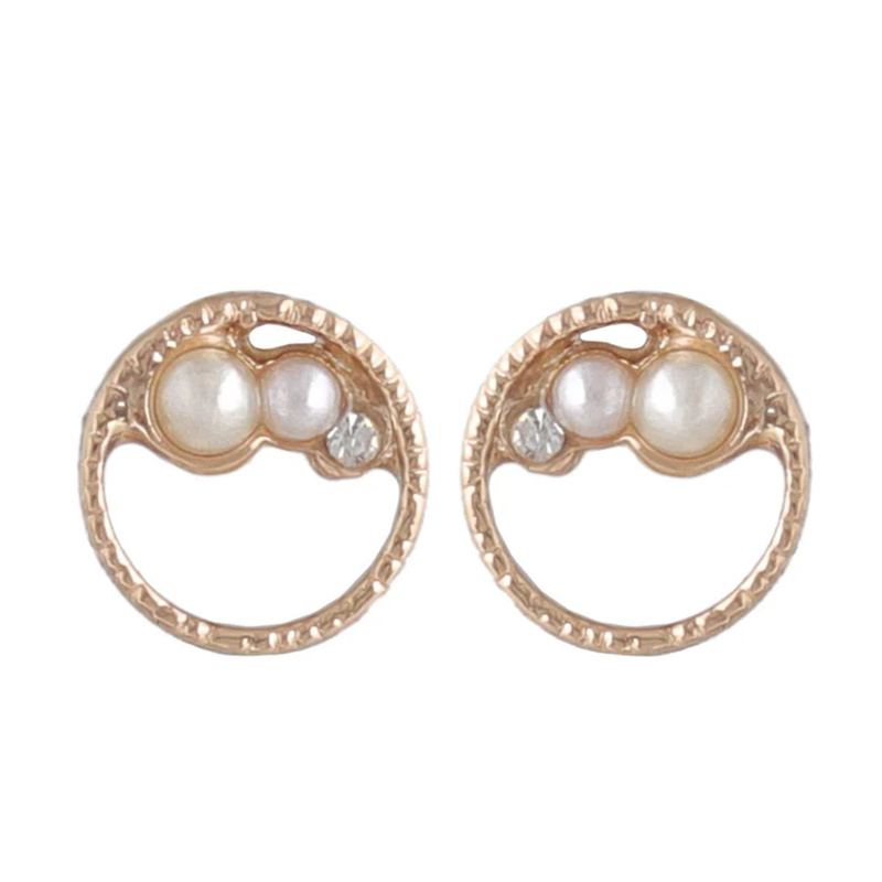 Custom Japan Pink Gold Tone Circle Studs Manufacturer