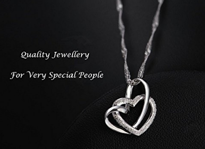 Brugerdefineret engros100% 925 Sterling sølv Elsker dig et helt liv Sammenlåsende udformet hjerteform vedhæng halskæde til kvinder