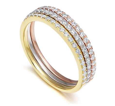 Pasgemaakte groothandel 925 Sterling Silwer Trourok Cubic Zirconia Half Eternity Stapelbare Verlowingsring