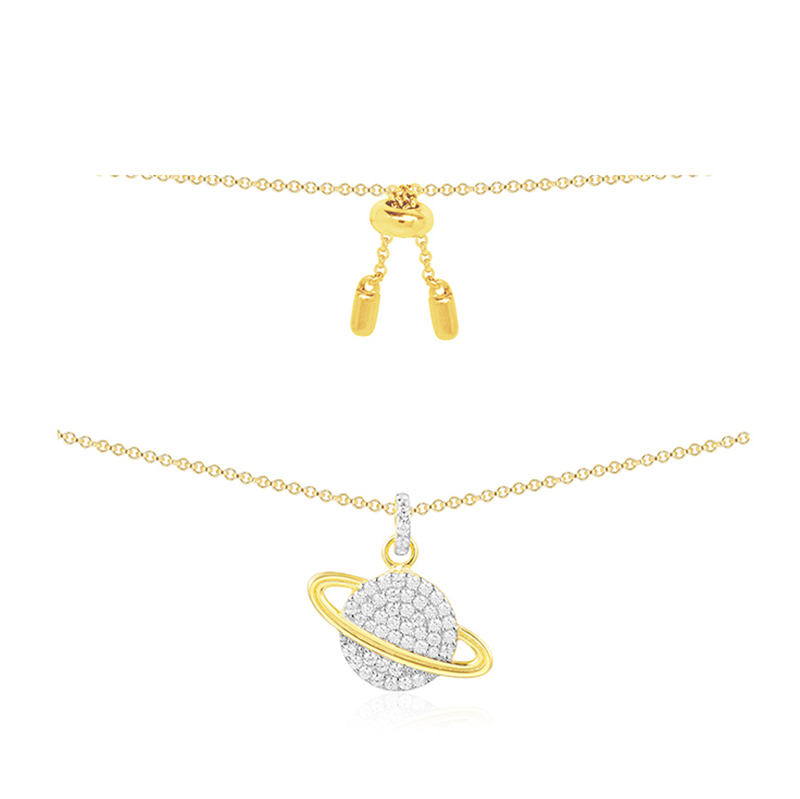 Wholesale 18K Gold Swarovski Zirconia Planet Necklace Sterling Silver Jewelry OEM Factory