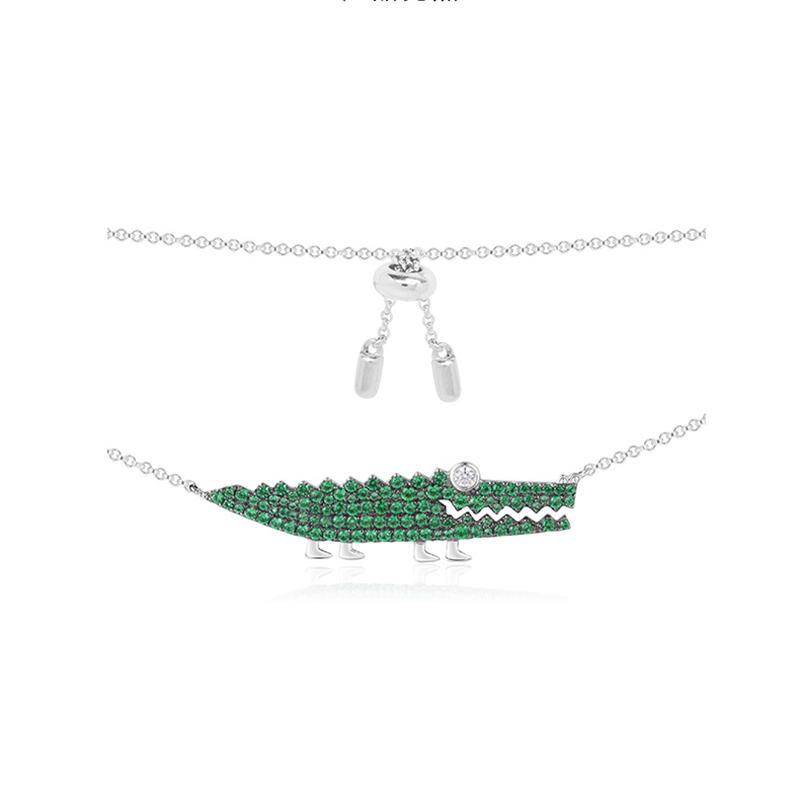 Collier en or 18 carats OEM ODM, conception de Crocodile, collier diopside chromé, bijoux fins, vente en gros