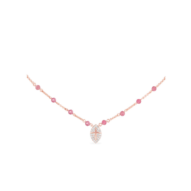 Wholesale 18K Gold Silver Jewelry Pink Opal Necklace OEM Swarovski Zircon Manufacturers