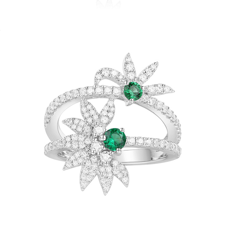 Mórdhíol 18K Gold Chrome Fáinne Diopside Silver Jewelry Monaróirí OEM Swarovski Siorcón