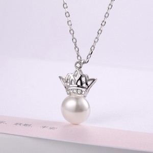 Kundenspezifischer Großhandelsschmuck |Mode 925 Sterling Silber |Krone Elegante Perlenkette |Das beste Geschenk