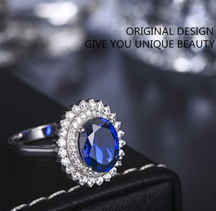 Zakázkový velkoobchod vytvořený modrý safírový prsten Vintage stříbrné šperky pokovené bílým zlatem pro ženy