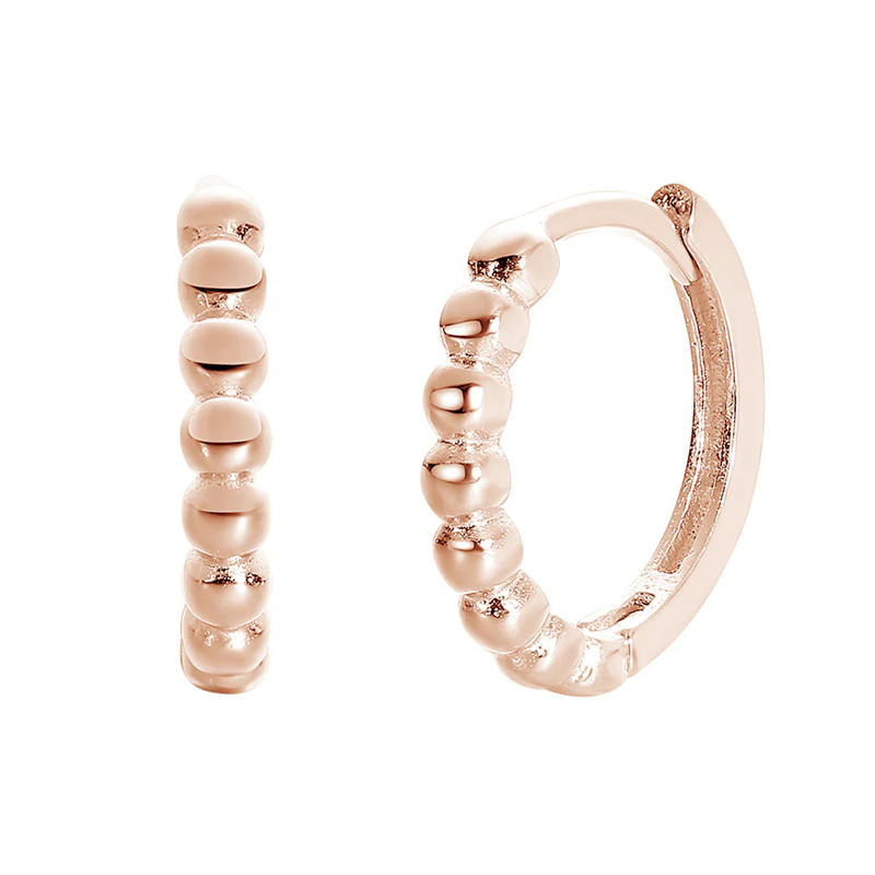 Outsource Custom Jewellery Production Rose Gold Beaded Huggie Hoop Earrings