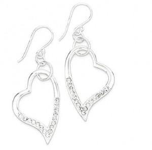 Venta al por mayor personalizada Plata de Ley 925 Stellux Crystal Heart Drop Dangle Pendientes de araña Amor Joyería Fina Conjunto de regalo para mujeres Corazón