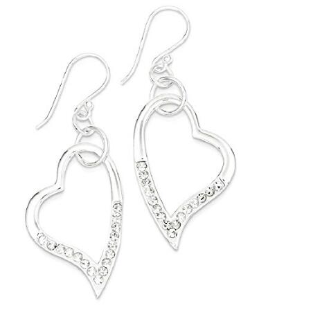 Pasgemaakte groothandel 925 Sterling Silwer Stellux Crystal Heart Drop Dangle Kandelaar Oorbelle Liefde Fyn Juweliersware Geskenkstel Vir Vroue Hart