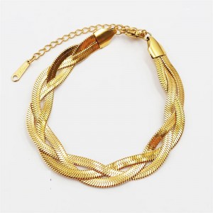 Custom Gold Braid Bracelet in 18k PVD Gold plated over sterling silver