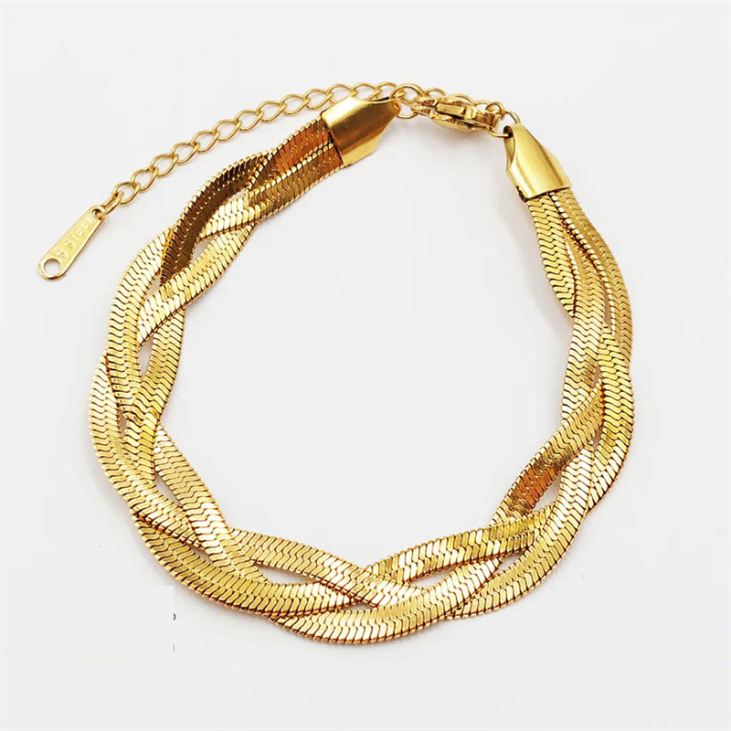 Custom Gold Braid Bracelet in 18k PVD Gold plated over sterling silver