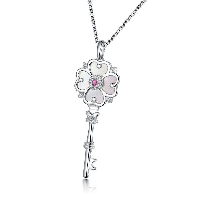 Custom Wholesale Pink | Key Pendant Design | 925 Silver Chain Custom | Modern Jewelry Manufacture Wholesale