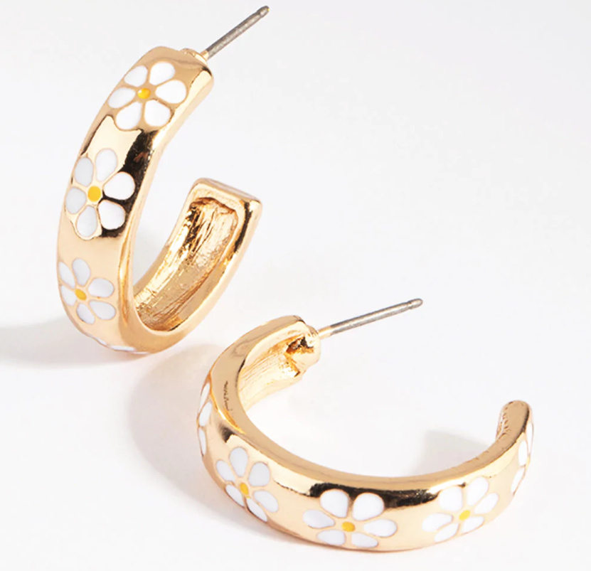 90s Daisy Hoop Earrings Déantóirí Seodra Saincheaptha Mórdhíola