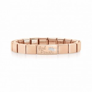 925 Cz Design Bracelet, Rose finish with text, Glitter enamel