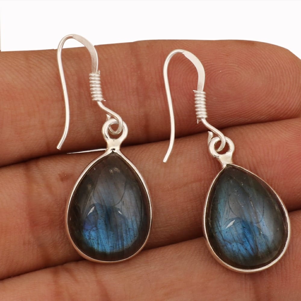 Custom Wholesale  Labradorite Solitaire Earring | 925 Silver Jewelry Manufacturing | 18K Gold Planted Earring Manufacturing