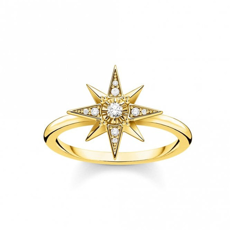 925 Sterling silver jewelry manufacturer Creating jewelry label on Yellow Gold & White Zirconia Star Ring WHOLESALER