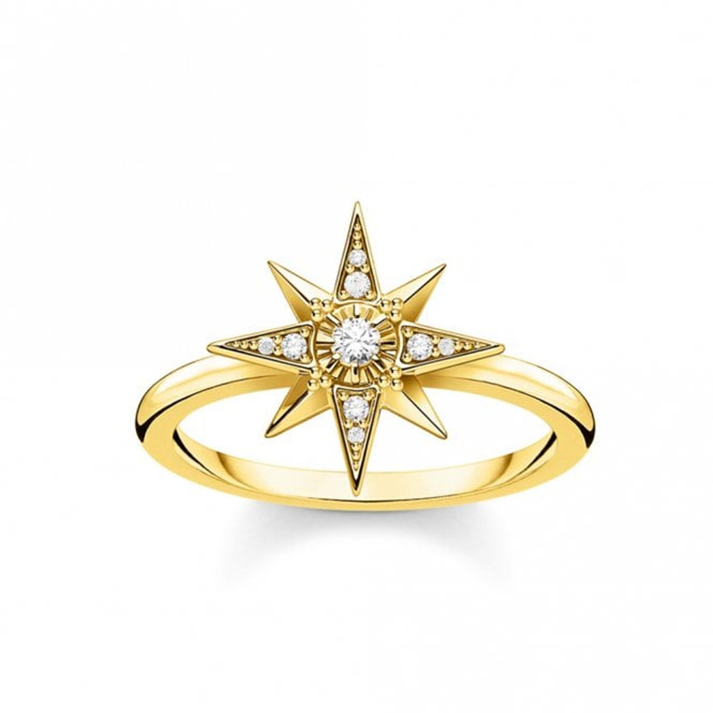 Tillverkare av 925 Sterling silver smycken Skapar smyckesetikett på Gult Guld & Vit Zirconia Star Ring Grosshandlare